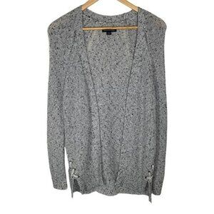 American Eagle XS Gray Speckled Open Front Knit Cardigan Sweater